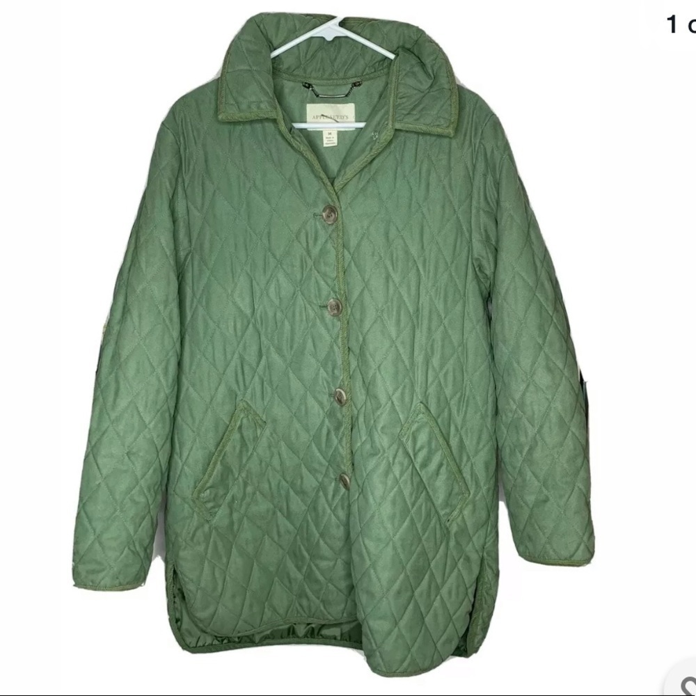 Appleseeds womens quilted coat size M green